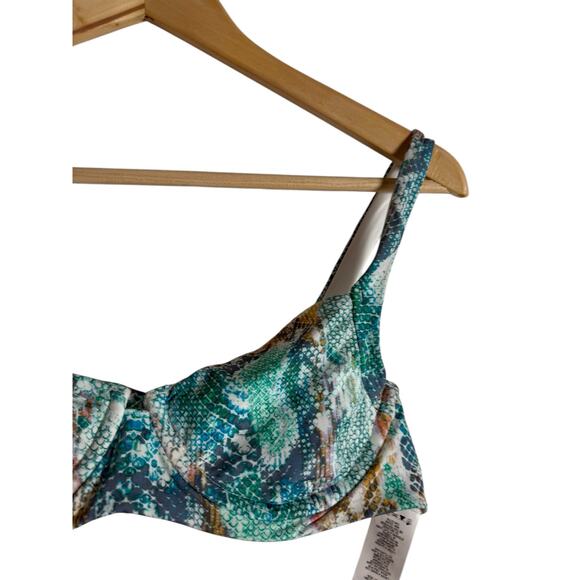 Vitamin A Demi Underwire Blue Snakeskin Bikini Swimsuit Top Size M - Picture 4 of 7